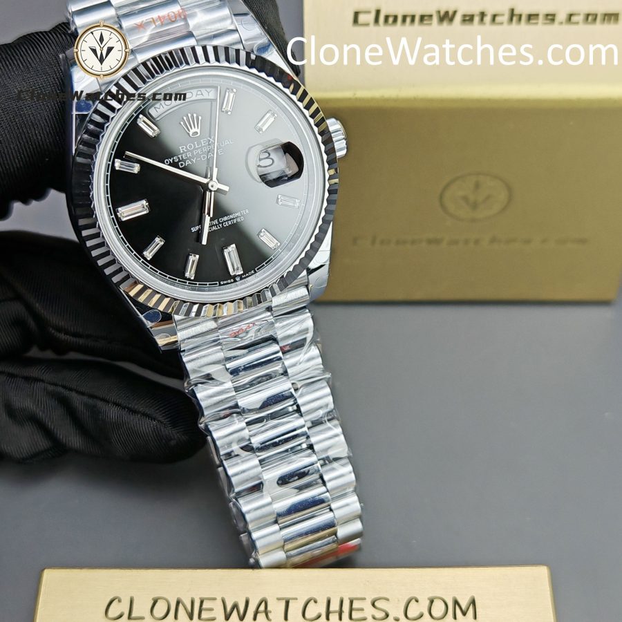 Rolex Super Clone Watches 1:1 Day Date Black Diamond Dial 40mm m228236-0004 3255 Movement - Image 3