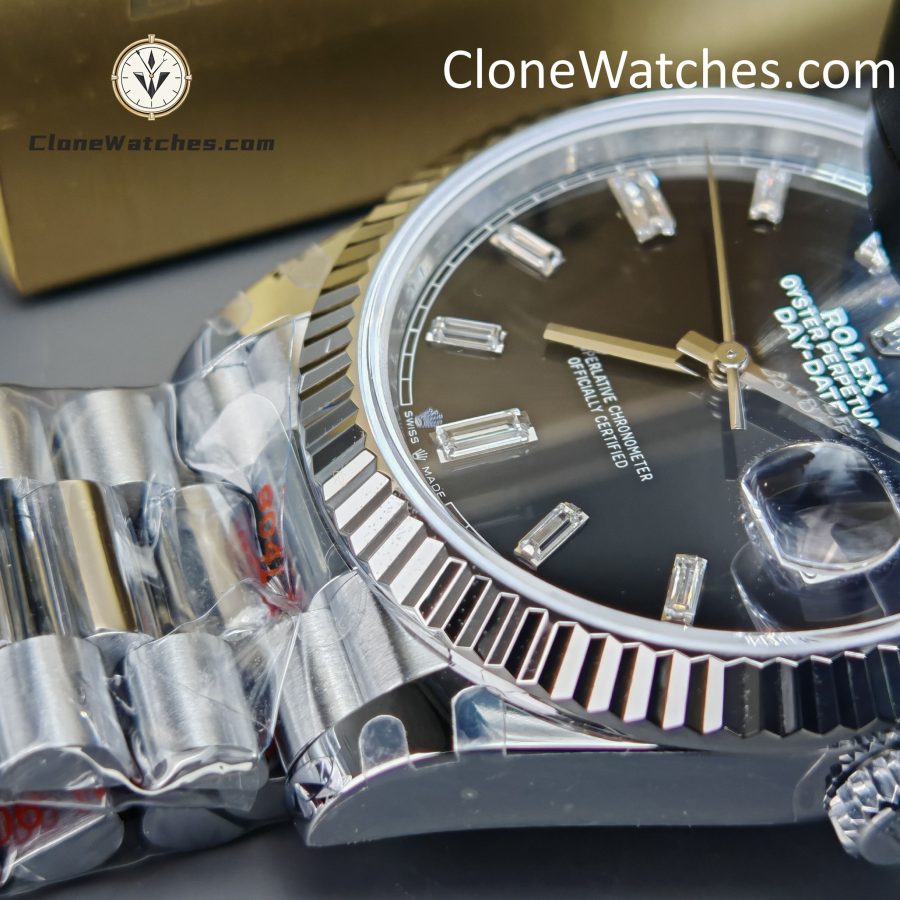Rolex Super Clone Watches 1:1 Day Date Black Diamond Dial 40mm m228236-0004 3255 Movement - Image 7