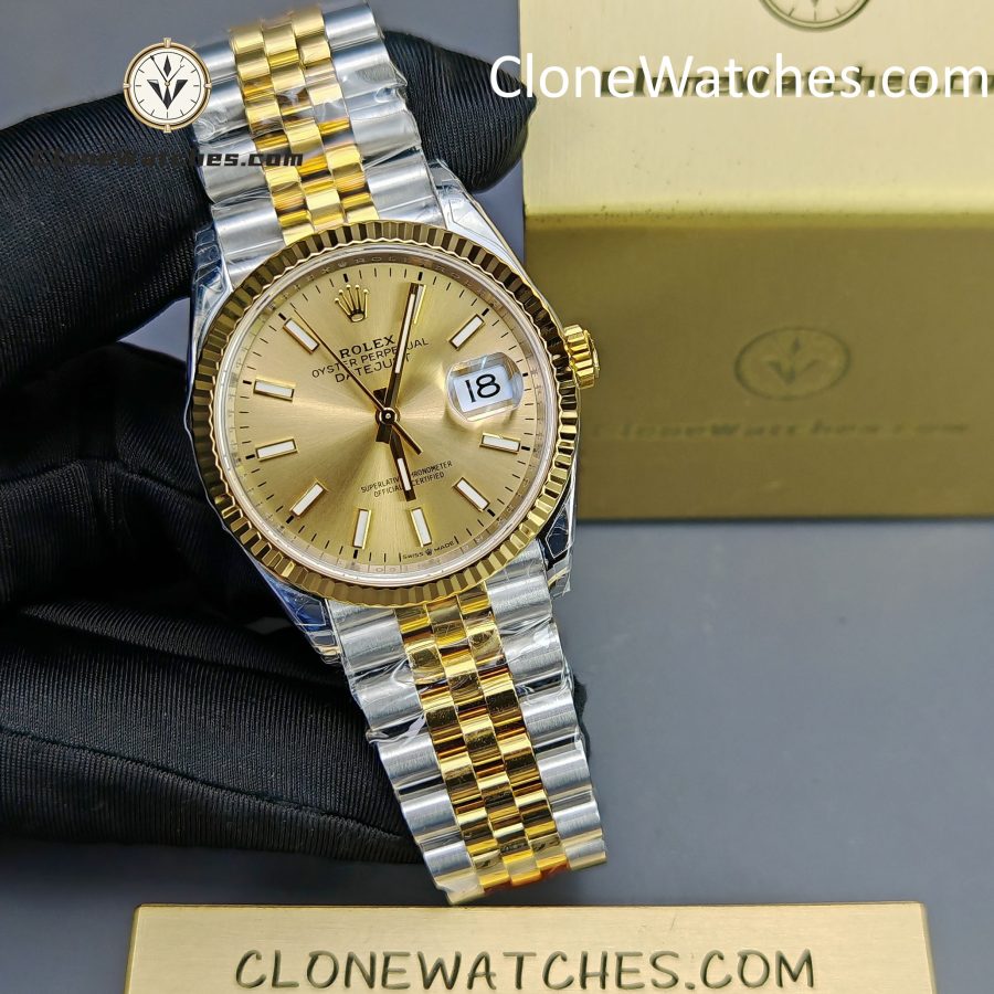 Rolex Super Clone Watches 1:1 DateJust Gold Dial m126233-0015 Jubilee 36MM 3235 Movement - Image 5
