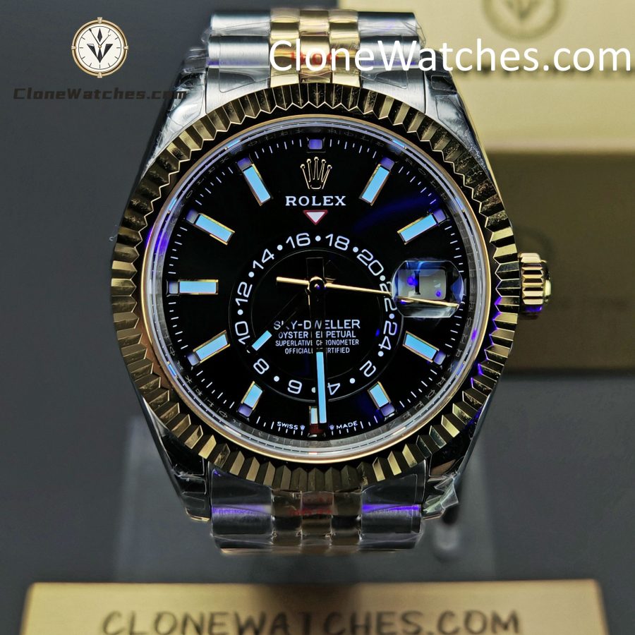 Rolex Super Clone Watches 1:1 Sky Dweller Black Dial Jubilee m336933-0004 9002 Movement - Image 2