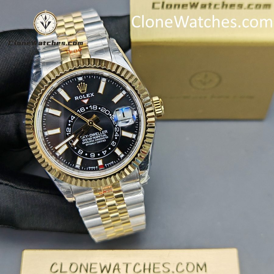 Rolex Super Clone Watches 1:1 Sky Dweller Black Dial Jubilee m336933-0004 9002 Movement - Image 6