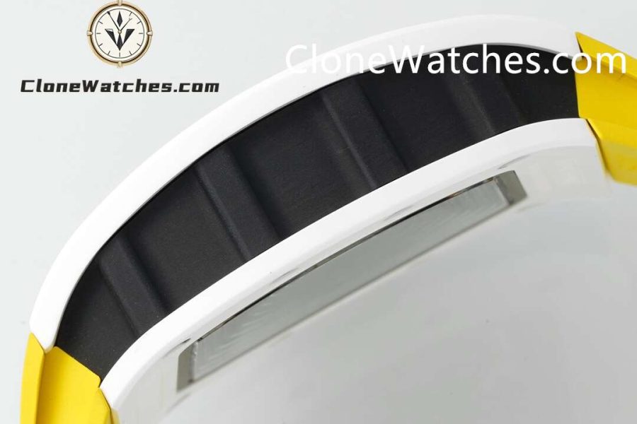 Richard Mille Super Clone Watches 1:1 RM 61-01 White Tourbillon Yellow Strap - Image 7