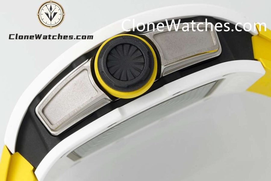 Richard Mille Super Clone Watches 1:1 RM 61-01 White Tourbillon Yellow Strap - Image 8