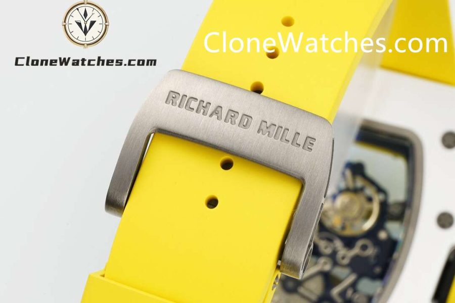 Richard Mille Super Clone Watches 1:1 RM 61-01 White Tourbillon Yellow Strap - Image 9