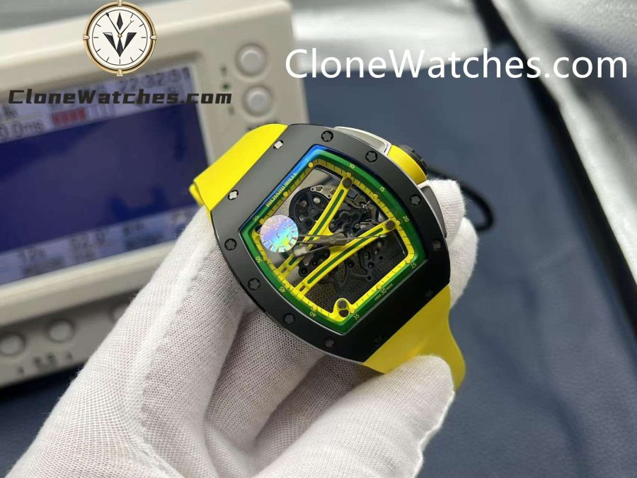 Richard Mille Super Clone Watches 1:1 RM 61-01 Black Tourbillon Yellow Strap - Image 5