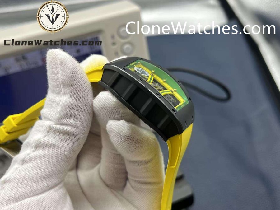 Richard Mille Super Clone Watches 1:1 RM 61-01 Black Tourbillon Yellow Strap - Image 4