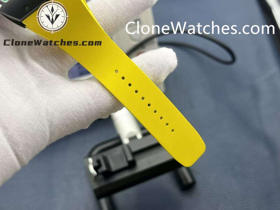 Richard Mille Super Clone Watches 1:1 RM 61-01 Black Tourbillon Yellow Strap - Image 9
