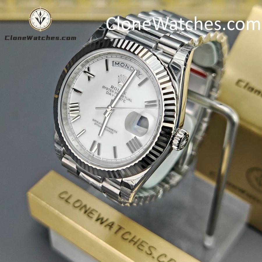 Rolex Super Clone Watches 1:1 Day Date White Roman Dial 40mm m228239-0046 VSF Version 3255 Movement - Image 2