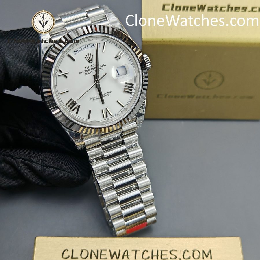 Rolex Super Clone Watches 1:1 Day Date White Roman Dial 40mm m228239-0046 VSF Version 3255 Movement - Image 3