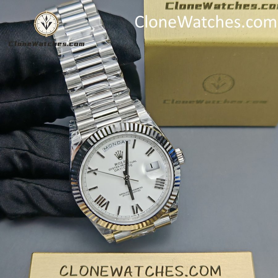 Rolex Super Clone Watches 1:1 Day Date White Roman Dial 40mm m228239-0046 VSF Version 3255 Movement - Image 5