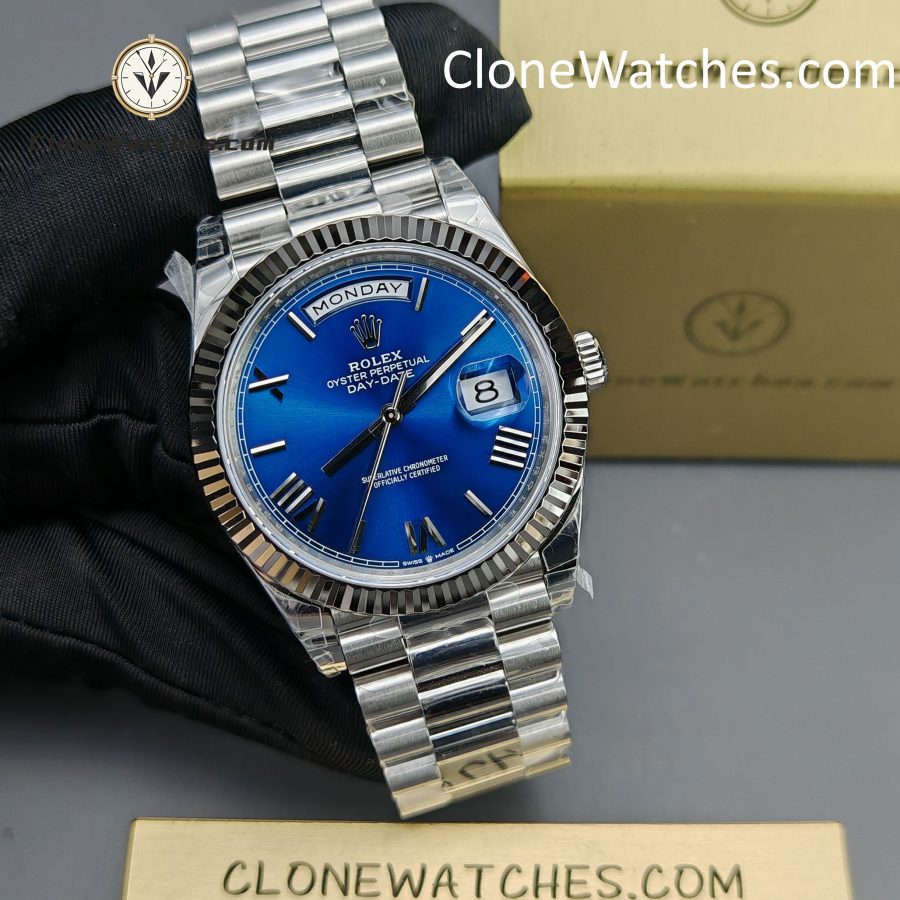 Rolex Super Clone Watches 1:1 Day Date Blue Dial 40mm m228239-0007 VSF Version 3255 Movement - Image 4