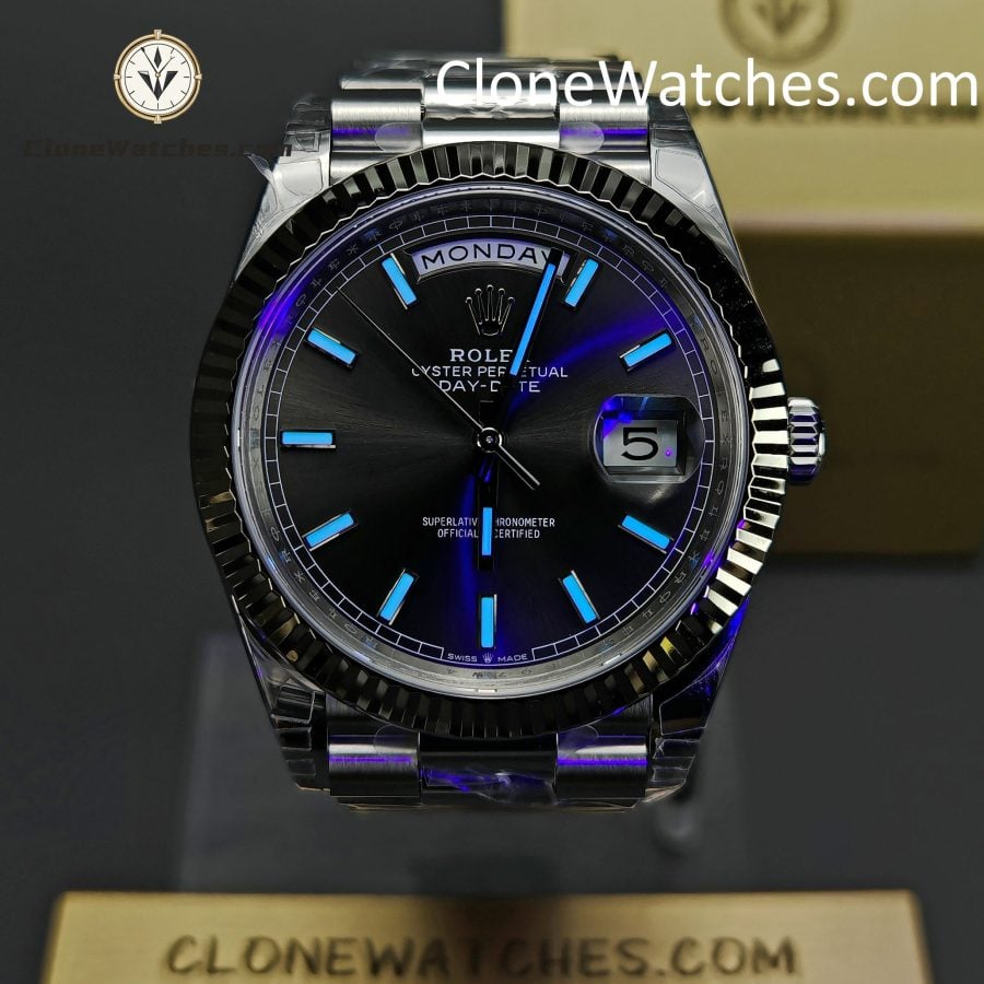 Rolex Super Clone Watches 1:1 Day Date Gray Dial 40mm m228239-0060 Presidential Bracelet VSF Version 3255 Movement - Image 2