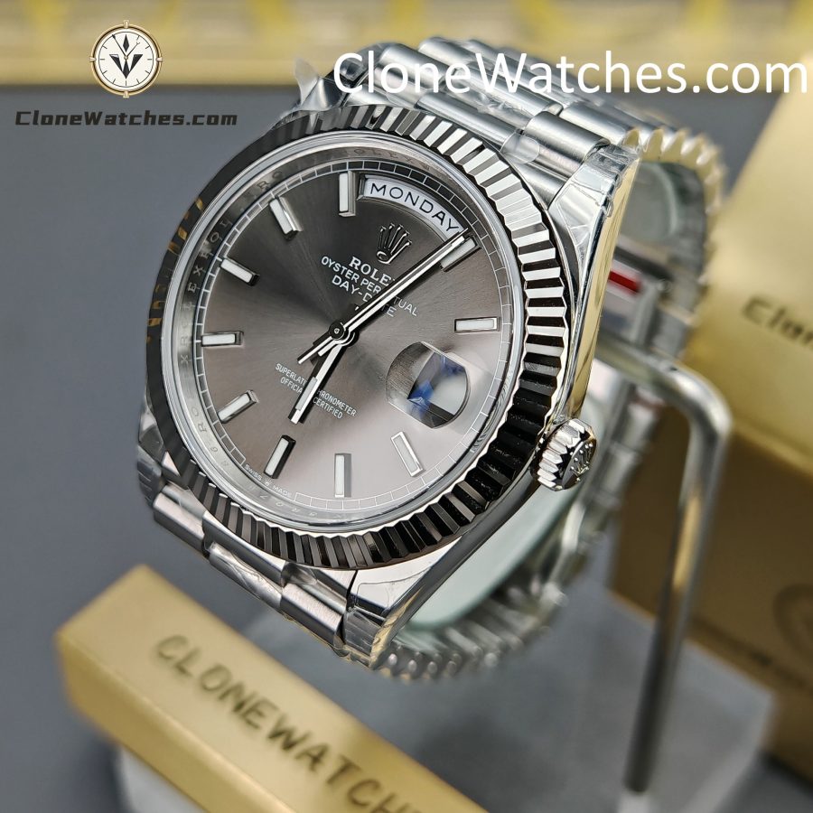 Rolex Super Clone Watches 1:1 Day Date Gray Dial 40mm m228239-0060 Presidential Bracelet VSF Version 3255 Movement - Image 3