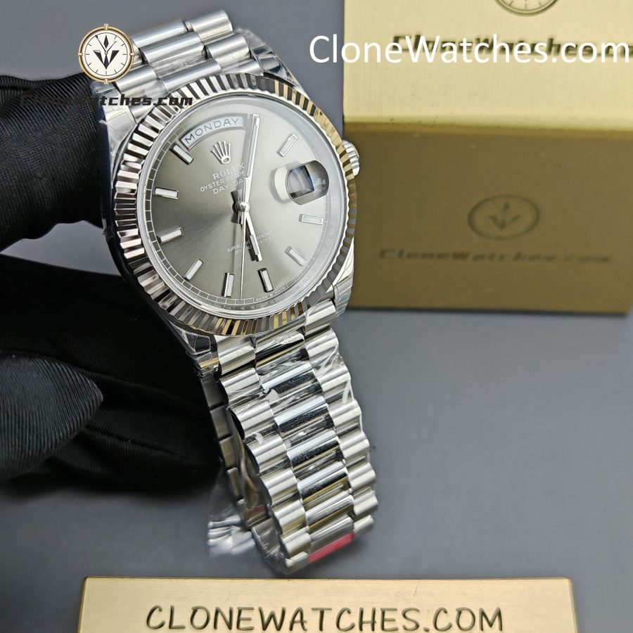 Rolex Super Clone Watches 1:1 Day Date Gray Dial 40mm m228239-0060 Presidential Bracelet VSF Version 3255 Movement - Image 4