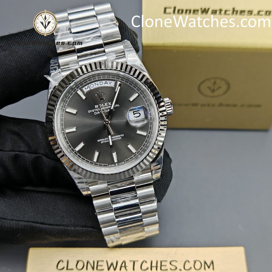 Rolex Super Clone Watches 1:1 Day Date Gray Dial 40mm m228239-0060 Presidential Bracelet VSF Version 3255 Movement - Image 5