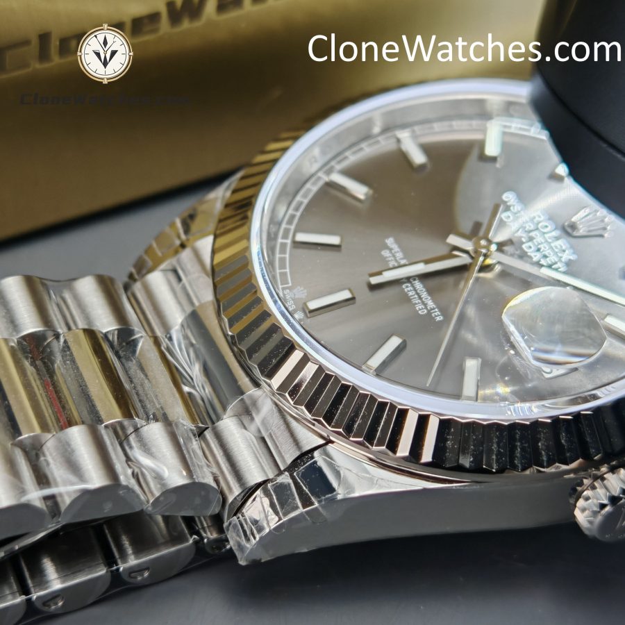Rolex Super Clone Watches 1:1 Day Date Gray Dial 40mm m228239-0060 Presidential Bracelet VSF Version 3255 Movement - Image 8
