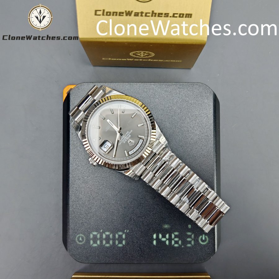 Rolex Super Clone Watches 1:1 Day Date Gray Dial 40mm m228239-0060 Presidential Bracelet VSF Version 3255 Movement - Image 17