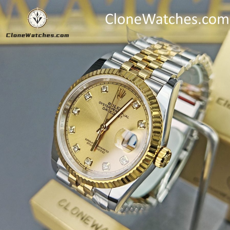 Rolex Super Clone Watches 1:1 DateJust Gold Diamond Dial m126233-0017 Jubilee 36MM 3235 Movement - Image 2