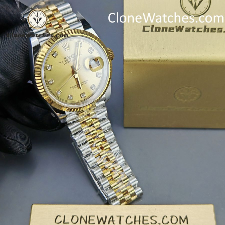 Rolex Super Clone Watches 1:1 DateJust Gold Diamond Dial m126233-0017 Jubilee 36MM 3235 Movement - Image 3