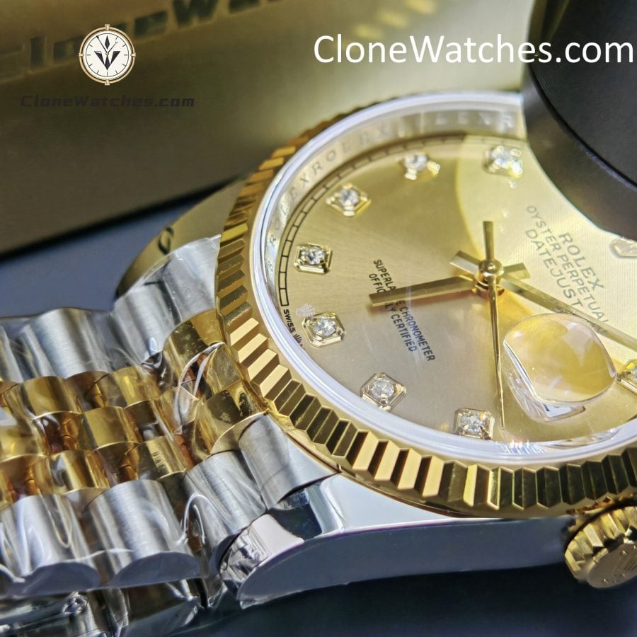 Rolex Super Clone Watches 1:1 DateJust Gold Diamond Dial m126233-0017 Jubilee 36MM 3235 Movement - Image 7