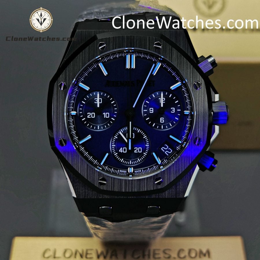 Audemars Piguet Super Clone Watches 1:1 Royal Oak Black Ceramic Blue Dial 26240CE Selfwinding Chronograph - Image 2