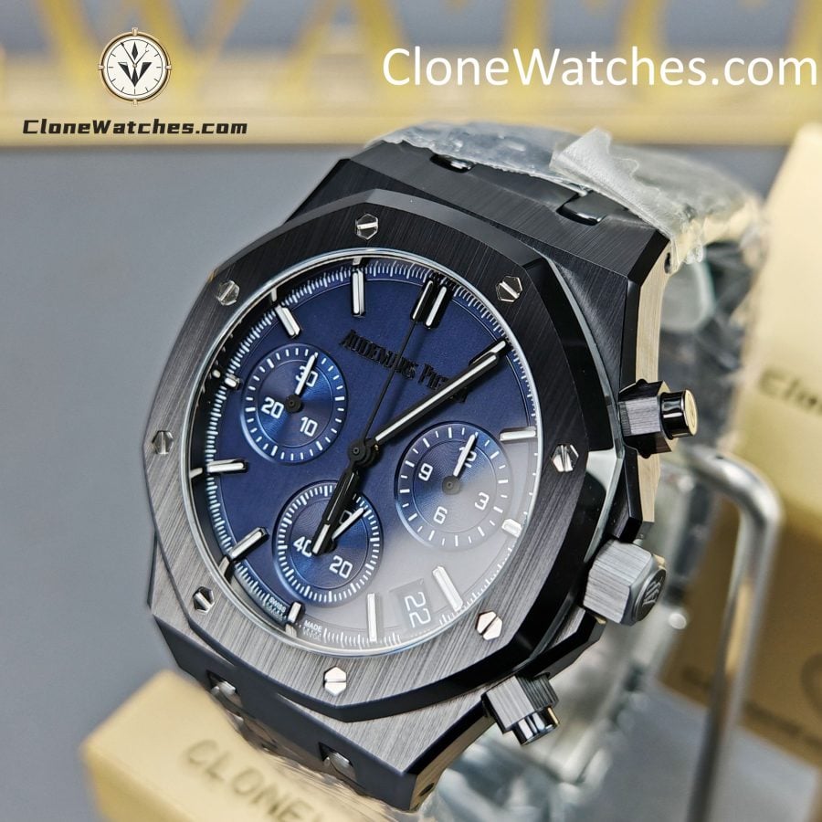 Audemars Piguet Super Clone Watches 1:1 Royal Oak Black Ceramic Blue Dial 26240CE Selfwinding Chronograph - Image 3
