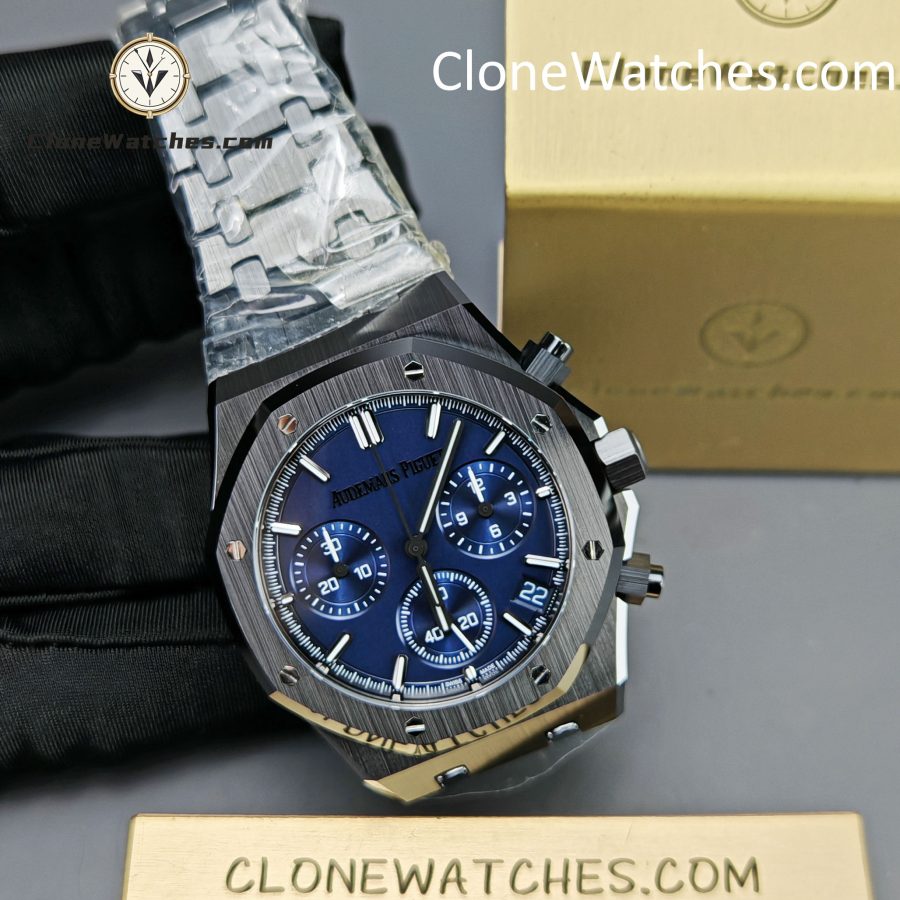 Audemars Piguet Super Clone Watches 1:1 Royal Oak Black Ceramic Blue Dial 26240CE Selfwinding Chronograph - Image 6