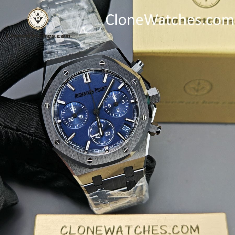 Audemars Piguet Super Clone Watches 1:1 Royal Oak Black Ceramic Blue Dial 26240CE Selfwinding Chronograph - Image 5