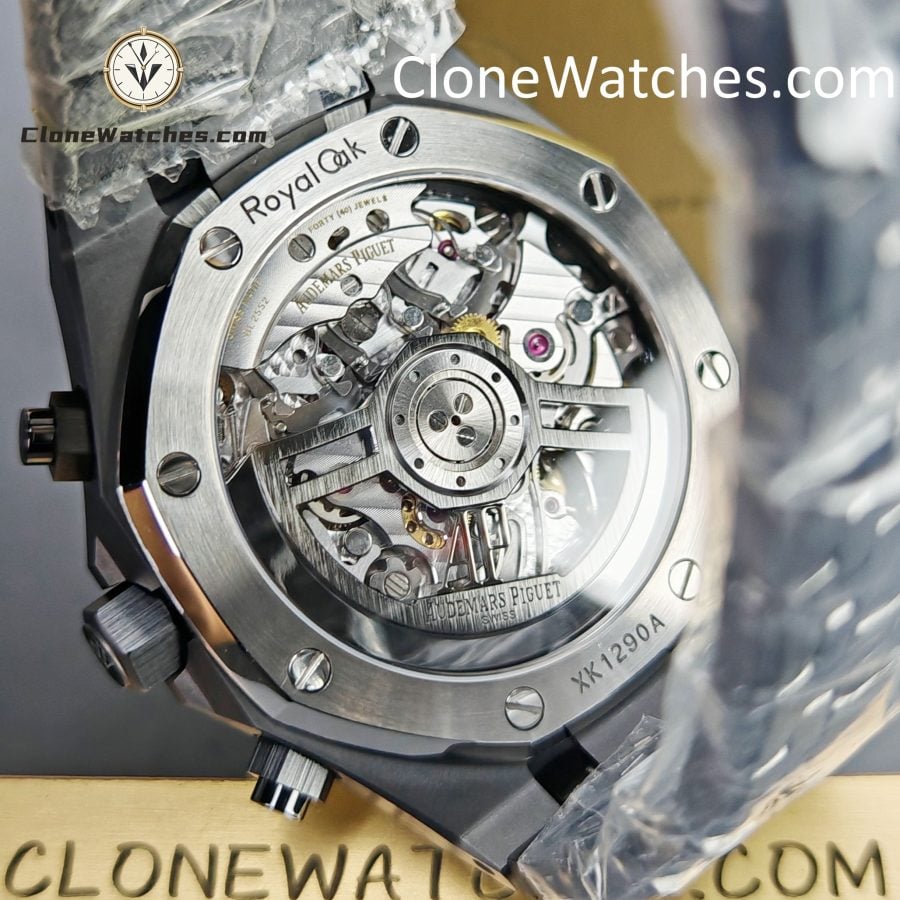 Audemars Piguet Super Clone Watches 1:1 Royal Oak Black Ceramic Blue Dial 26240CE Selfwinding Chronograph - Image 9