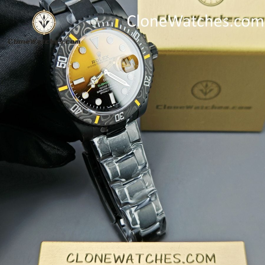 Modified Super Clone Watches 1:1 DiW Rolex Submariner Carbon fiber Gradient Orange Dial 3235 Movement 41mm - Image 4