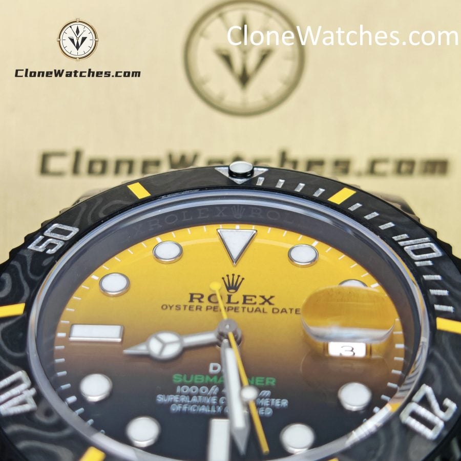 Modified Super Clone Watches 1:1 DiW Rolex Submariner Carbon fiber Gradient Orange Dial 3235 Movement 41mm - Image 7