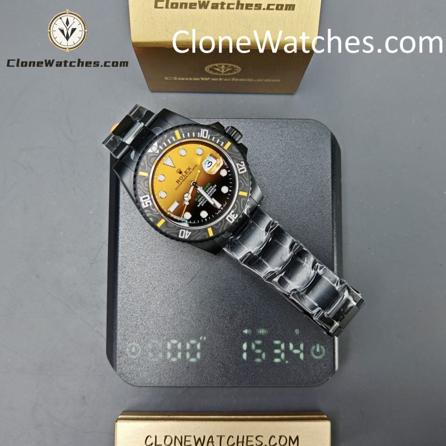 Modified Super Clone Watches 1:1 DiW Rolex Submariner Carbon fiber Gradient Orange Dial 3235 Movement 41mm - Image 17