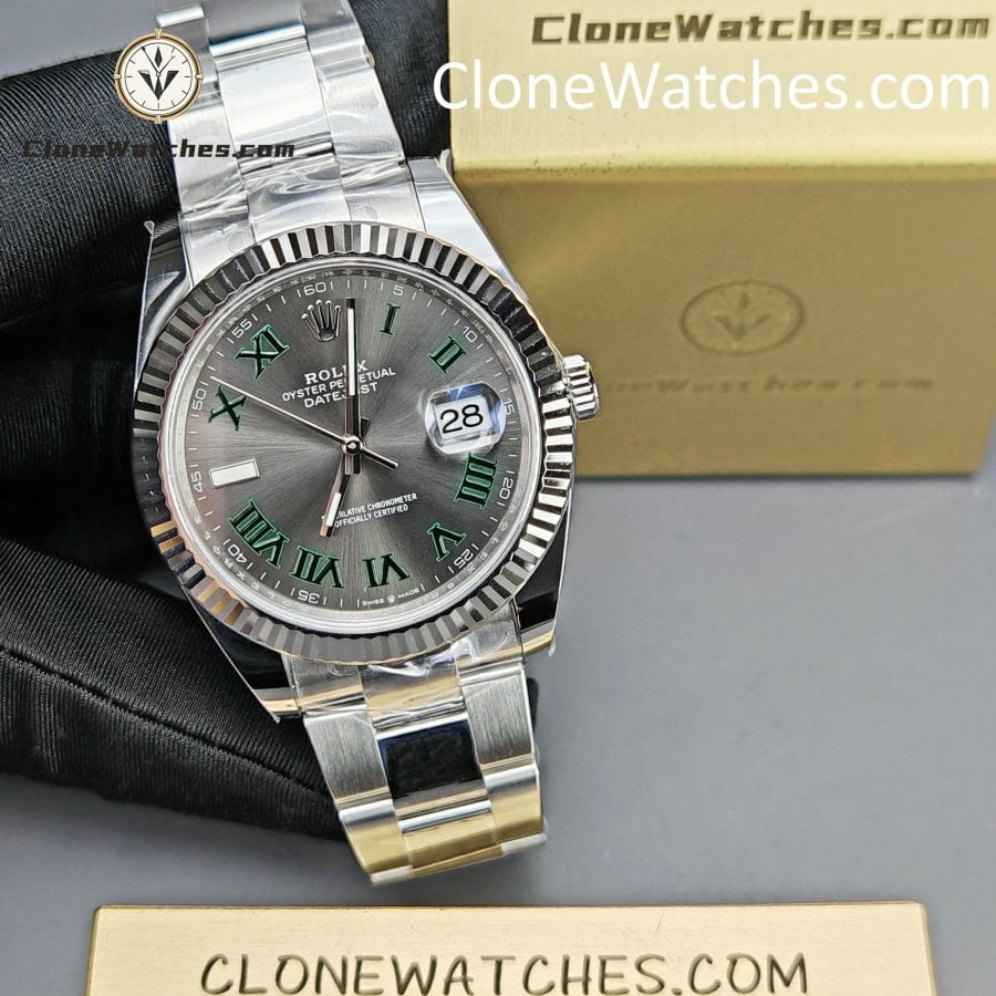 Rolex Super Clone Watches 1:1 DateJust Grey Roman Dial m126334-0021 Oyster 41MM 3235 Movement - Image 5