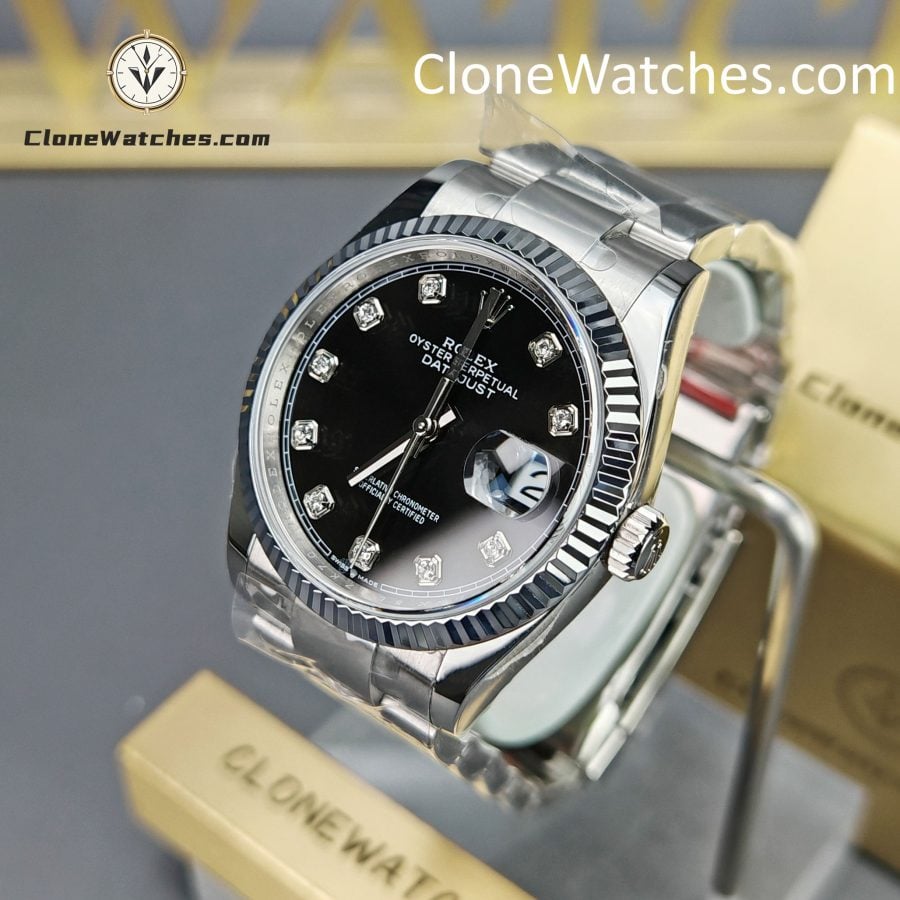 Rolex Super Clone Watches 1:1 DateJust Black Diamond Dial m126234-0028 Oyster 36MM 3235 Movement - Image 2