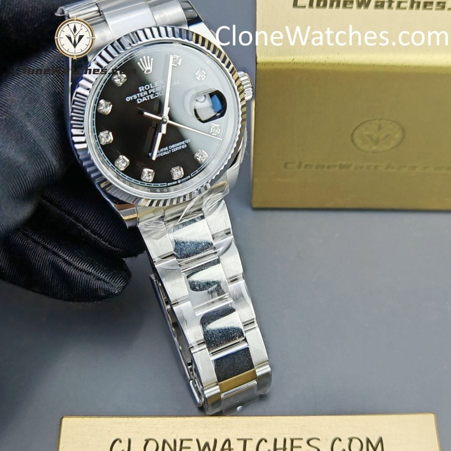 Rolex Super Clone Watches 1:1 DateJust Black Diamond Dial m126234-0028 Oyster 36MM 3235 Movement - Image 4