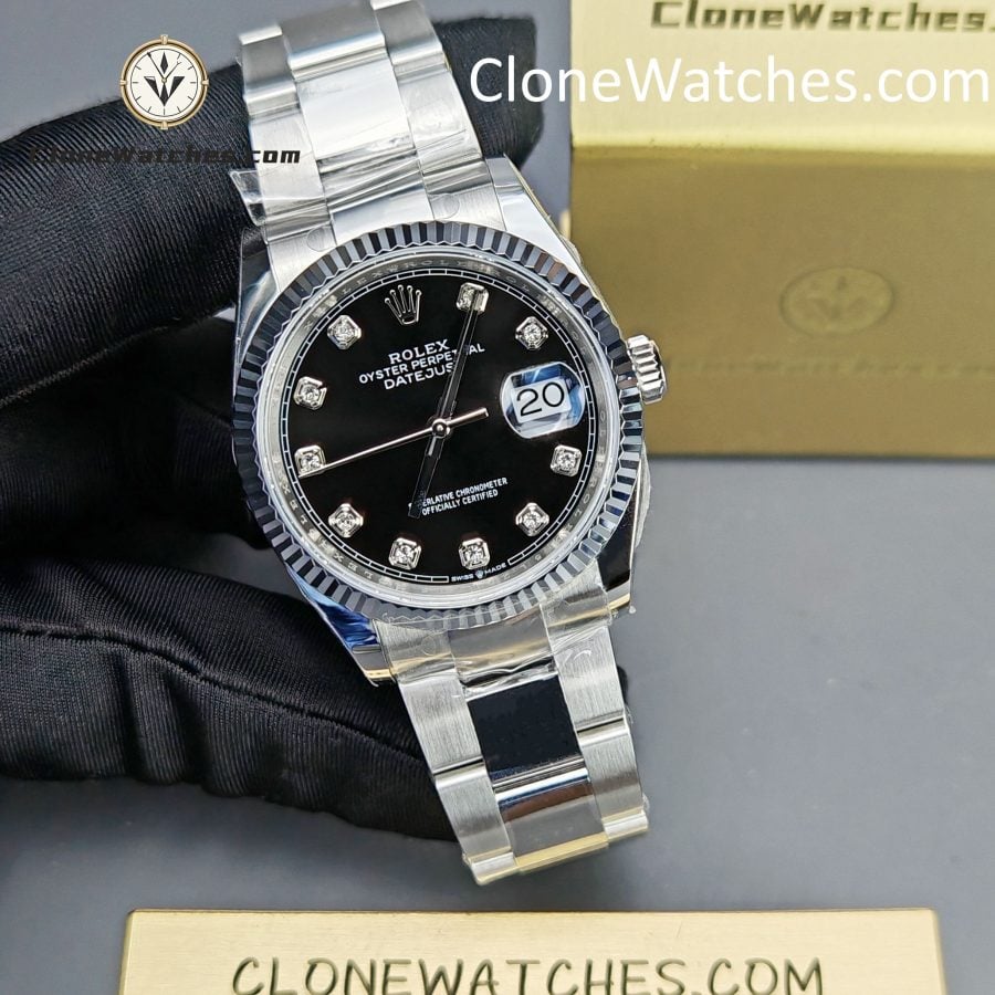 Rolex Super Clone Watches 1:1 DateJust Black Diamond Dial m126234-0028 Oyster 36MM 3235 Movement - Image 3