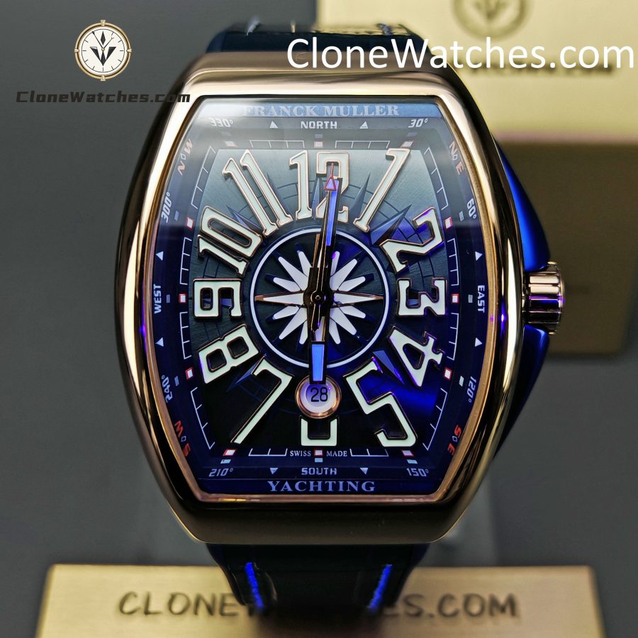 Franck Muller Super Clone Watches 1:1 V45 SC DT YACHTING 5N Rose Gold Blue Dial - Image 3