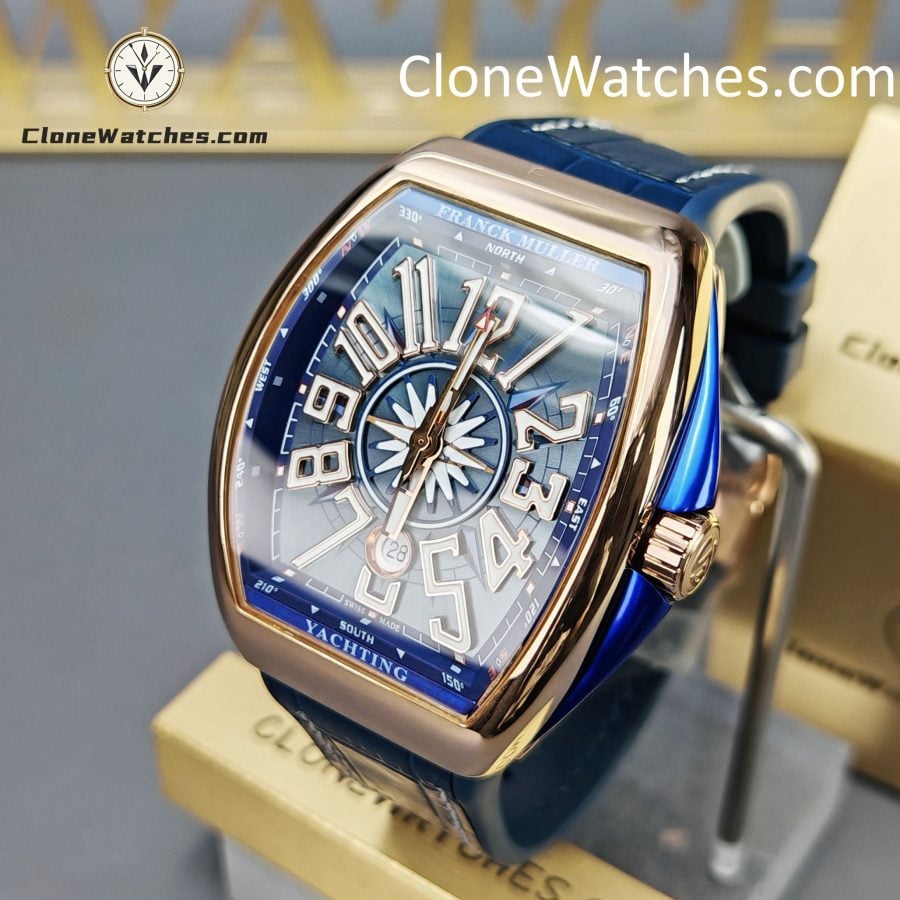 Franck Muller Super Clone Watches 1:1 V45 SC DT YACHTING 5N Rose Gold Blue Dial - Image 2