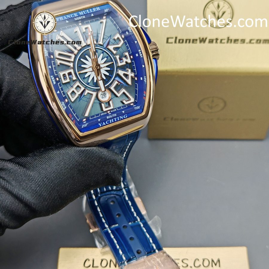 Franck Muller Super Clone Watches 1:1 V45 SC DT YACHTING 5N Rose Gold Blue Dial - Image 4
