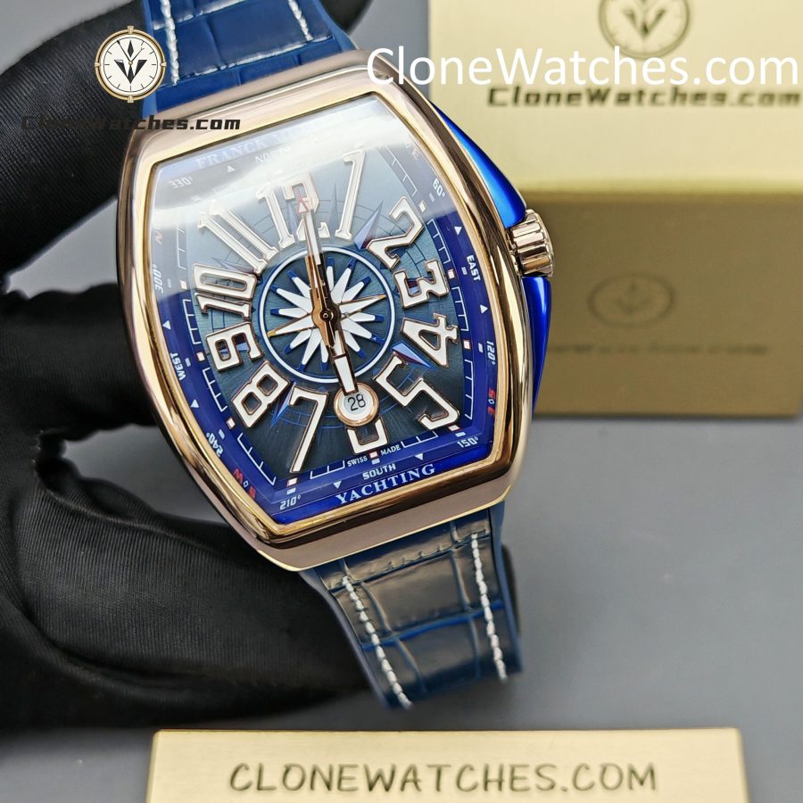 Franck Muller Super Clone Watches 1:1 V45 SC DT YACHTING 5N Rose Gold Blue Dial - Image 5