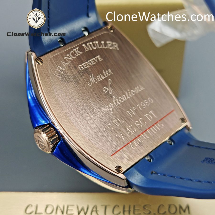 Franck Muller Super Clone Watches 1:1 V45 SC DT YACHTING 5N Rose Gold Blue Dial - Image 9