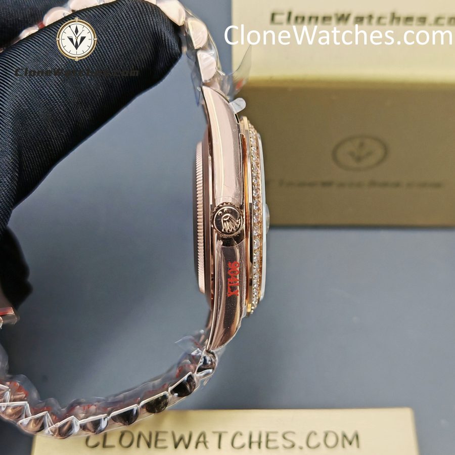 Rolex Super Clone Watches 1:1 Day Date Rose Gold Green Roman Dial 40mm m228345rbr-0011 3255 Movement - Image 7
