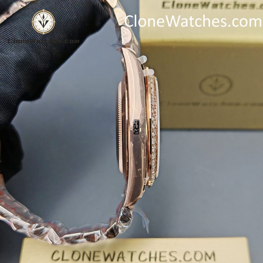 Rolex Super Clone Watches 1:1 Day Date Rose Gold Green Roman Dial 40mm m228345rbr-0011 3255 Movement - Image 8