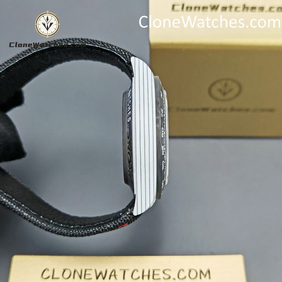 Modified Super Clone Watches 1:1 DiW Rolex Daytona CarboQuartz 4130 Movement Black Strap - Image 9