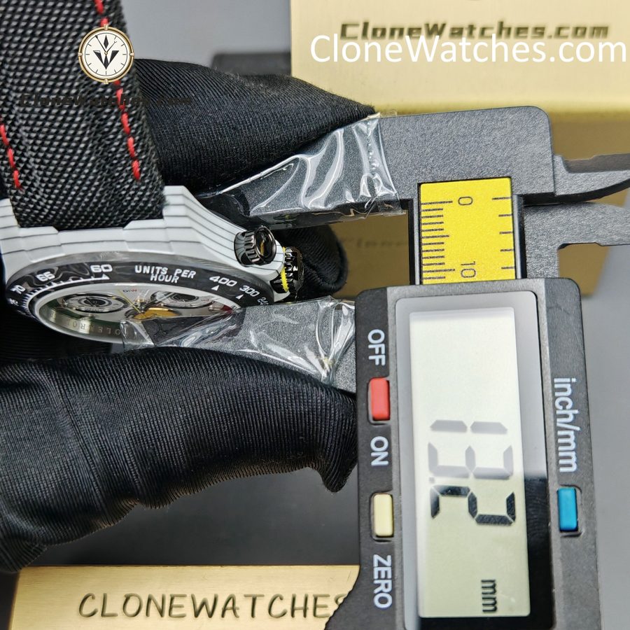 Modified Super Clone Watches 1:1 DiW Rolex Daytona CarboQuartz 4130 Movement Black Strap - Image 14
