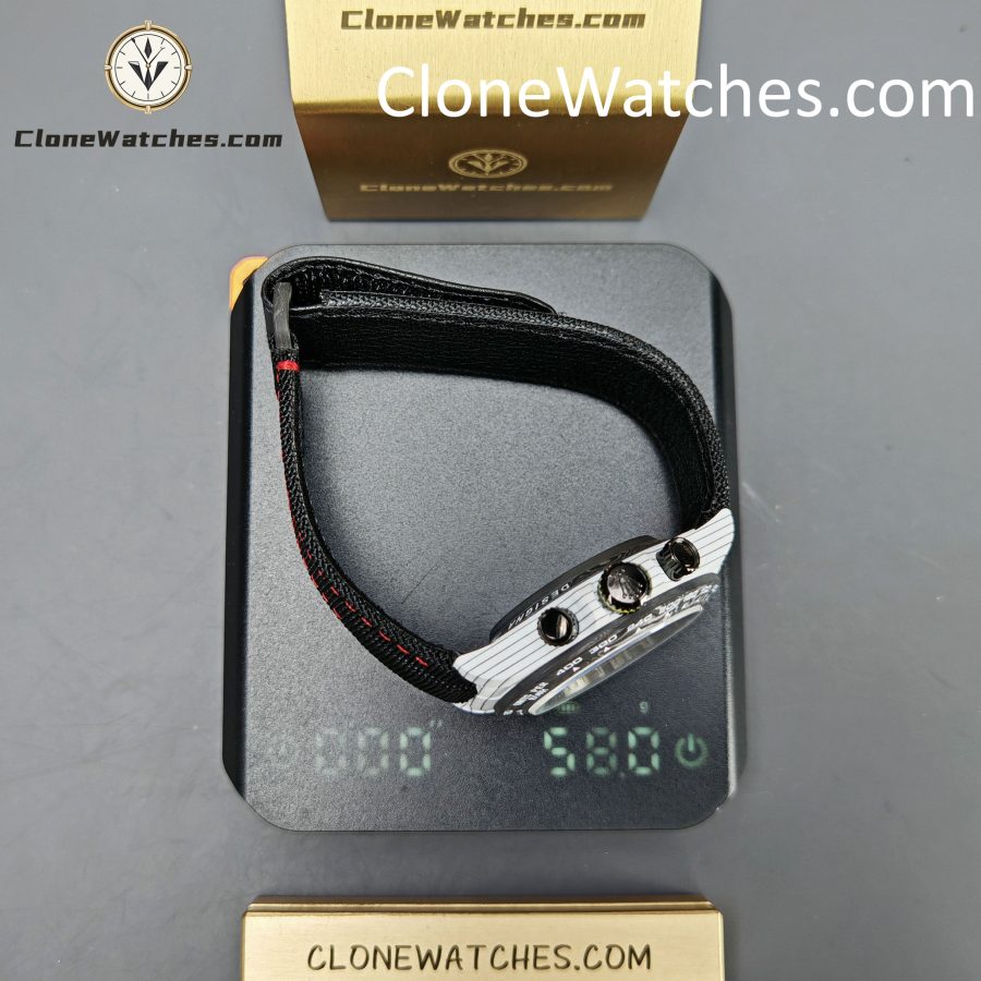 Modified Super Clone Watches 1:1 DiW Rolex Daytona CarboQuartz 4130 Movement Black Strap - Image 15
