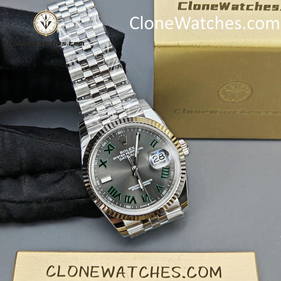 Rolex Super Clone Watches 1:1 DateJust Grey Roman Dial Jubilee 36MM m126234-0045 3235 Movement - Image 6
