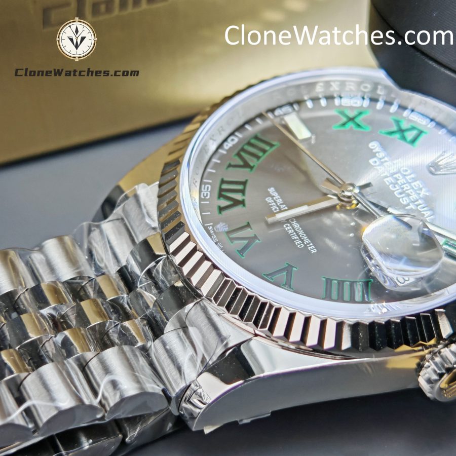 Rolex Super Clone Watches 1:1 DateJust Grey Roman Dial Jubilee 36MM m126234-0045 3235 Movement - Image 8