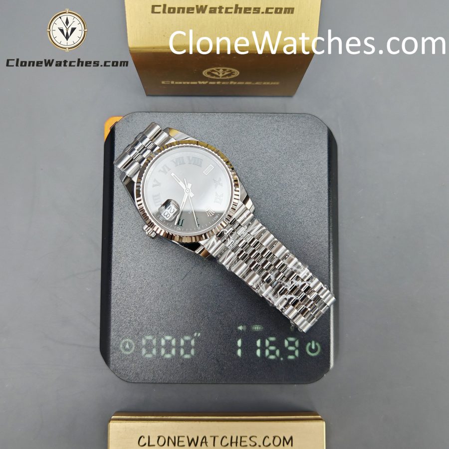Rolex Super Clone Watches 1:1 DateJust Grey Roman Dial Jubilee 36MM m126234-0045 3235 Movement - Image 17