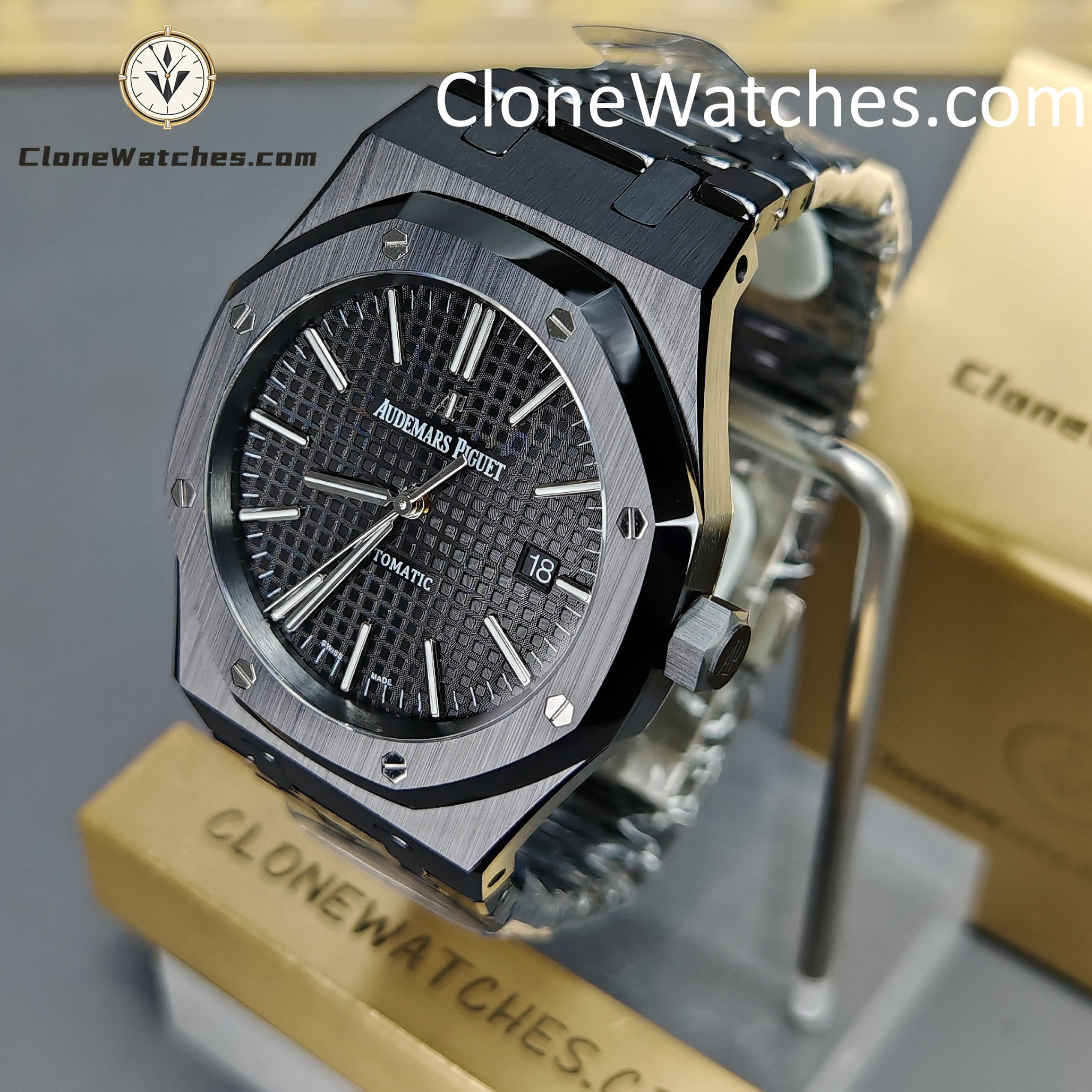 Audemars Piguet Super Clone Watches 1:1 Royal Oak 15400 Black Ceramic Black Dial - Image 3